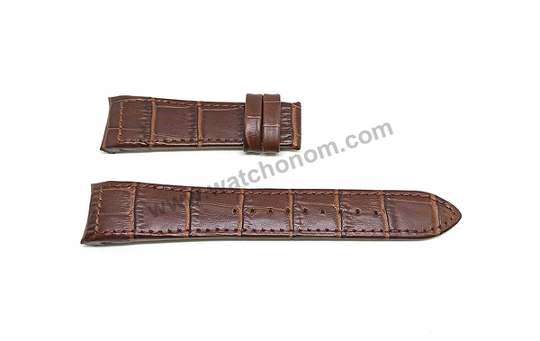 Seiko Premier 7T62-0JW0 - SNAF22P1 , SNAF21P1  Compatible for 21mm Brown Genuine Leather Curved end Replacement Watch Band Strap