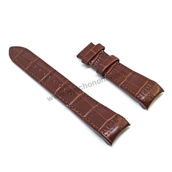 Seiko Premier 6A32-00X0 - SNQ150P1 , SNQ149P1  Compatible for 21mm Brown Genuine Leather Curved end Replacement Watch Band Strap