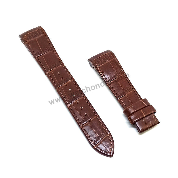 Seiko Premier 6A32-00X0 - SNQ150P1 , SNQ149P1  Compatible for 21mm Brown Genuine Leather Curved end Replacement Watch Band Strap