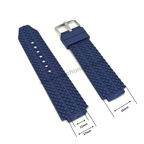 17mm Blue Rubber Watch Band Strap Compatible with Hublot Bigbang