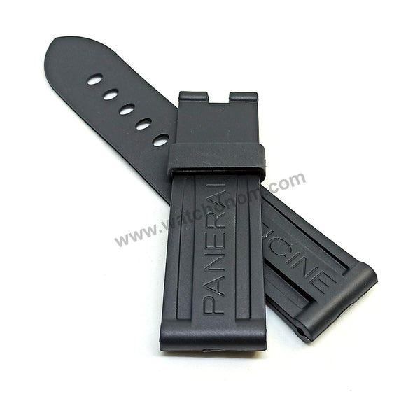 Fits/For Officine Panerai  -  24mm Black Rubber Replacement Watch Band Strap