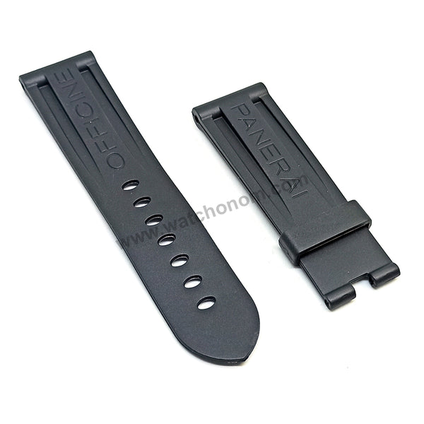Fits/For Officine Panerai  -  24mm Black Rubber Replacement Watch Band Strap