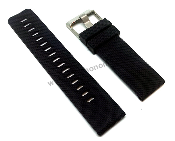 Compatible for Porsche Design Regulator - 24mm Black Curved end Rubber Tire Pattern Replacement Watch Band Strap