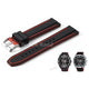 Fits/For Lorus RM387EX9 - VD57-X132 , RM345GX9 - VD57-X178 - Red Line on Black Silicone Replacement Watch Band Strap Belt