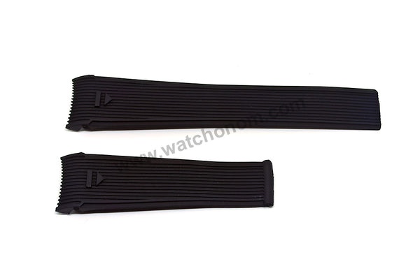 22mm Black Rubber / Silicone Curved end Replacement Watch Band / Strap Compatible for Tag Heuer Aquaracer