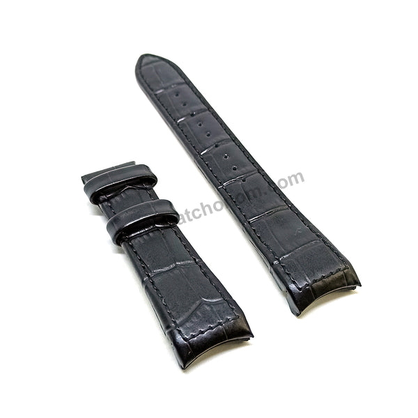 Seiko Premier 7T62-0LE0 - SNAF31P2 , 5M84-0AA0 - SRN039P2  Compatible for 21mm Black Genuine Leather Curved end Replacement Watch Band Strap