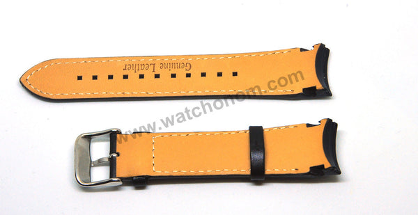 21mm Handmade White Stitch on Black Genuine Leather Watch Band Strap Compatible For Seiko Sportura V172-0AS0 - SSC274P9