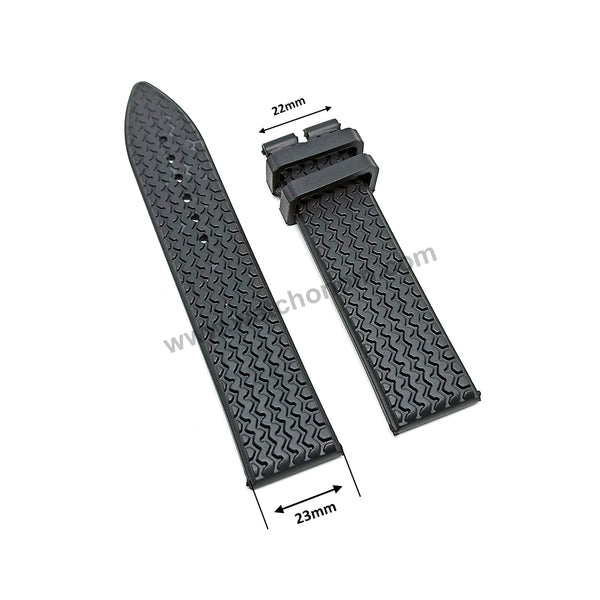 23mm Black Rubber Replacement Watch Band / Strap Compatible with Chopard Racing Classic