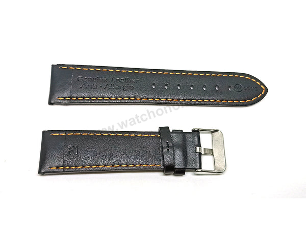 Fits/For Tissot T-Sport T116.617 Chrono XL - Orange Stitched on Black Genuine Leather Replacement Watch Strap Band Belt