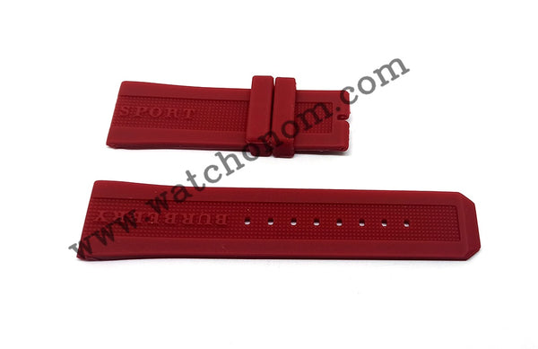 Burberry Endurance BU7706 , BU7763 - 24mm Red Rubber Silicone Watch Band Strap