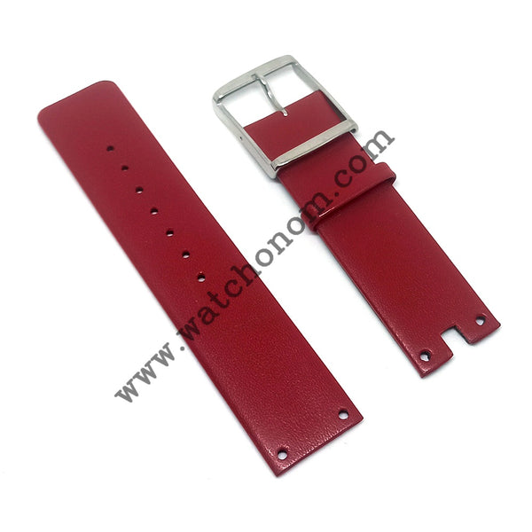 Compatible Fits/For Calvin Klein Glam CK K9423 , K94231 , K9423144 - 22mm Red Genuine Leather Replacement Watch Band Strap