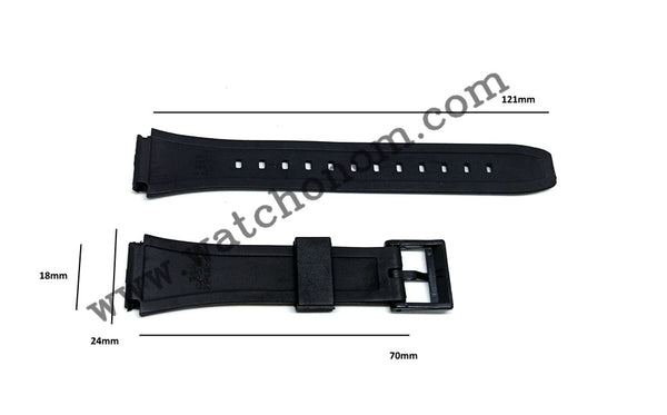 Casio 18mm Black Rubber Watch Band Strap DB-36-1AV DB-36-9AV DB36