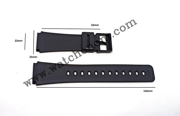 Casio 22mm Black Rubber Watch Band Strap CMD-40 CMD-40B CMD-40D CMD-40E CMD-50