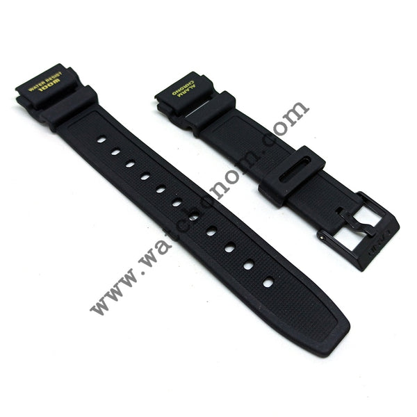 Casio AQ-150W 19mm Black Rubber Watch Band Strap Yellow Letter