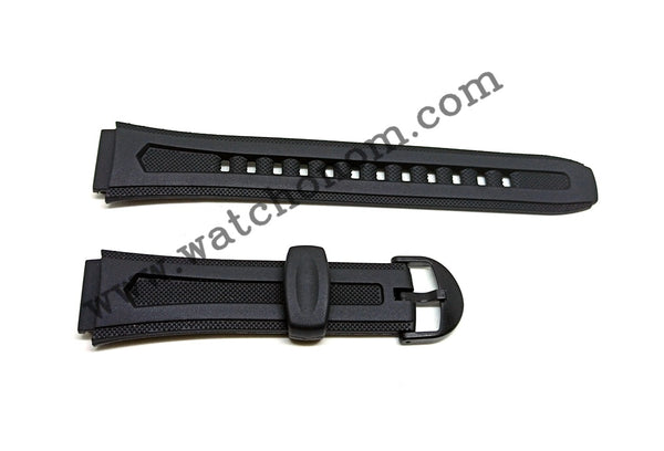 Casio W-210 18mm Black Rubber Watch Band Strap