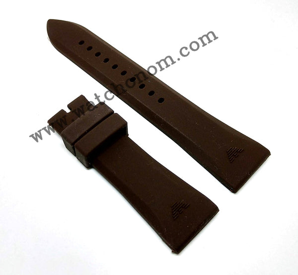 Emporio Armani Tazio AR4238 AR5949 AR0336 - 24mm Brown Rubber Watch Band Strap