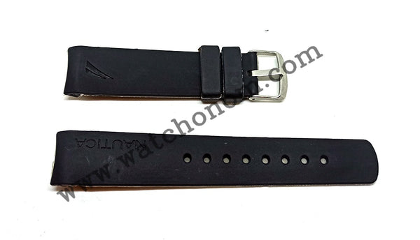 Nautica A14556G A31506G A13011G  22mm Black Rubber Watch Band Strap