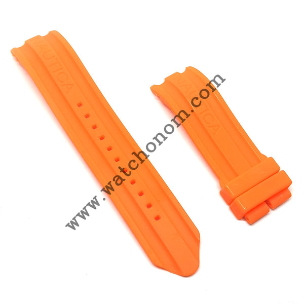 Nautica A14603G A16642G A16606G 22mm Orange Rubber Watch Band Strap