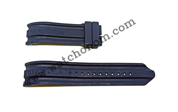 Nautica A16638G A16600G 22mm Black Rubber Watch Band Strap