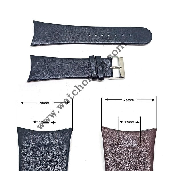 Skagen Milanese 12mm Between 2 Holes Black Leather Watch Band Strap 01MN12AA01