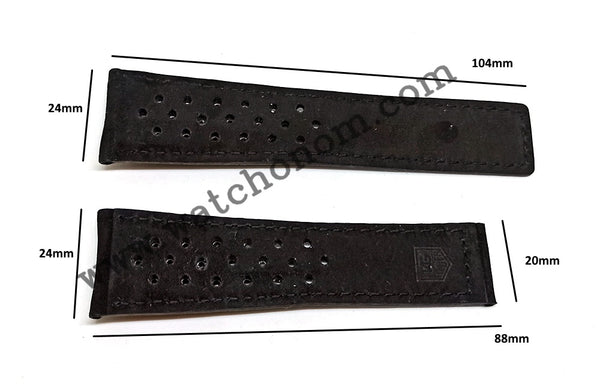 Tag Heuer 24mmx20mm Black Genuine Suede Leather Watch Strap Band