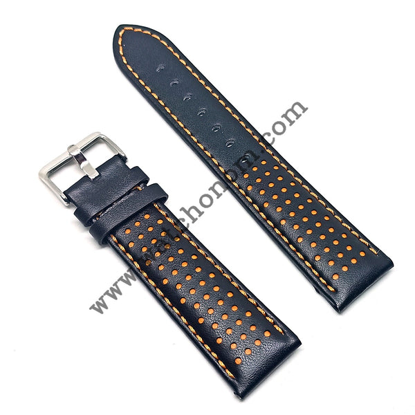 Tissot Chrono XL 22mm Black Orange Leather Watch Band Strap T116617