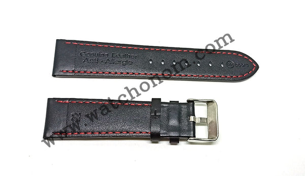 Tissot Chrono XL 22mm Black Red Leather Watch Band Strap T116617