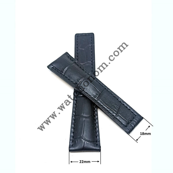 Tag Heuer Wristwatches 22mmx18mm Black Genuine Leather Watch Strap Band