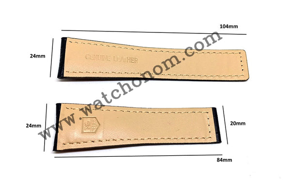 Tag Heuer 24mmx20mm Black Genuine Leather Watch Strap Band Wristwatches